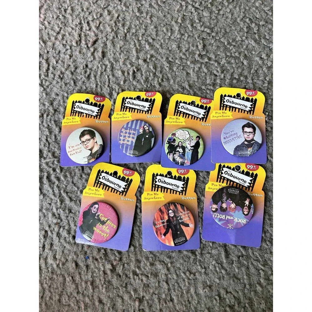 Vintage Y2K Ozzy Osbourne Prince of Darkness Family Pin Set Of 7
